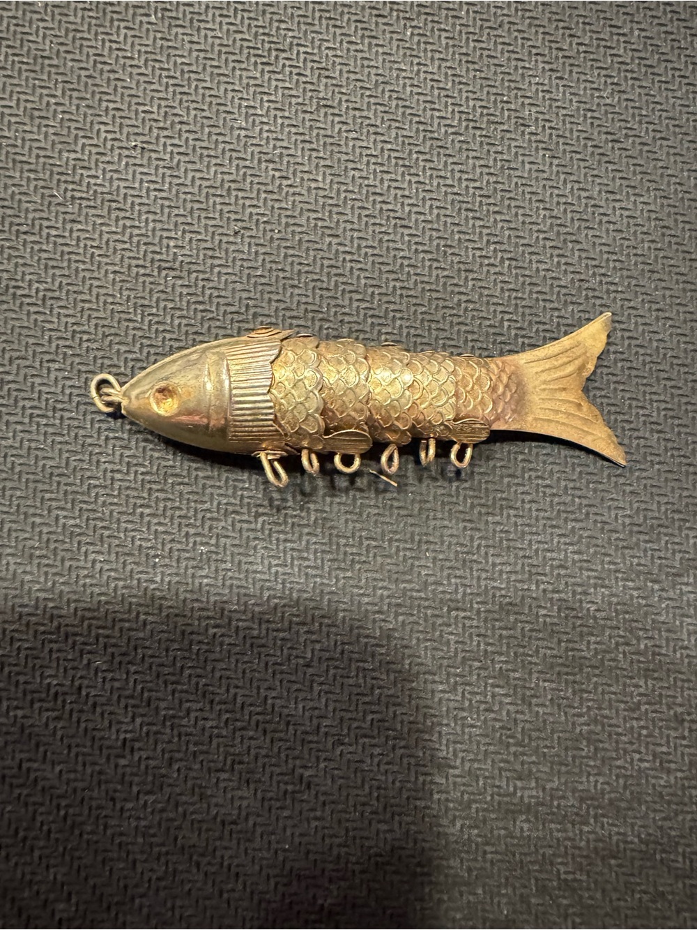 Vintage architectural Large Fish Multi-Joint Fish Necklace Pendant